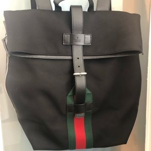 Gucci techno canvas web backpack black